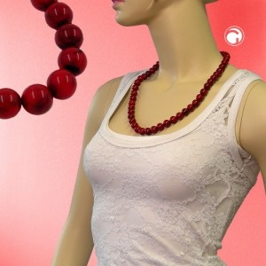 Collier Halskette Perle 12mm rot-schwarz 60cm
