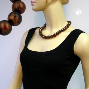 Collier Halskette Perlen 16mm dunkelbraun-seide 50cm