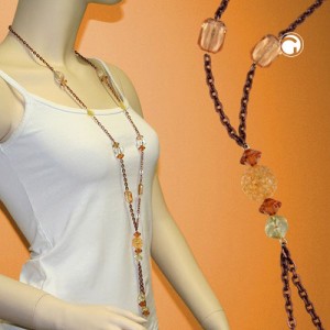 Halskette Ankerkette braun-kristall 90cm