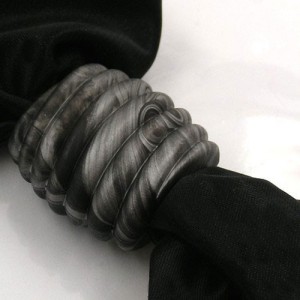 Tuchperle 35 Spirale schwarz-silber