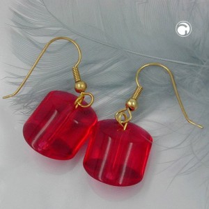 Ohrhaken Schrägperle rot-transparent