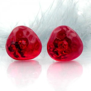 Ohrstecker rot-transparent gehämmert