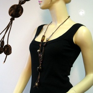 Collier Halskette Nugget dunkelbraun-marmoriert 100cm