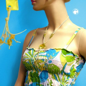 Collier Halskette Viereck zitronengelb 90cm