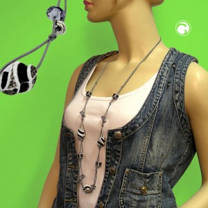 Collier Halskette Schraubenperle schwarz-grau 100cm