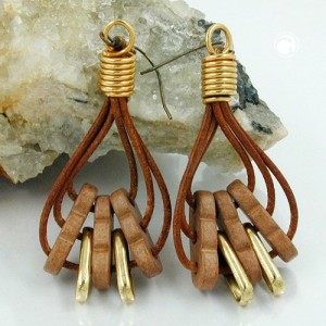 Ohrhaken Keramik braun-gold antik
