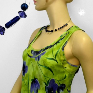 Collier Halskette lapiz-blau stahlblau Draht 42cm
