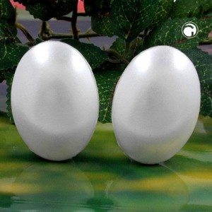 Ohrring 30x22mm wachsweiß oval Vollplastik