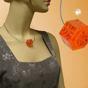 Collier Halskette Stufenperle orange-transparent 45cm