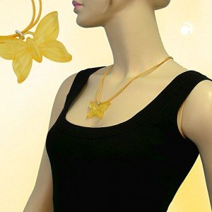 Collier Halskette Schmetterling gelb-transparent 55cm