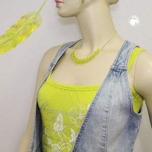 Halskette Schrägperle hellgrün Kordel 45cm