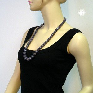 Collier Halskette Perle verlaufend grau-lila 75cm