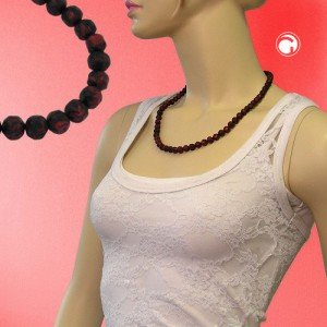 Collier Halskette Barockperlen rot-schwarz 50cm