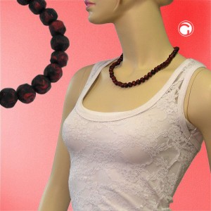 Collier Halskette Barockperle rot-schwarz 50cm