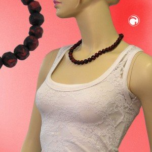 Collier Halskette Barockperlen rot-schwarz 50cm