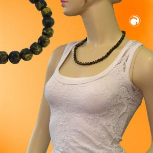 Collier Halskette Barockperlen oliv-grün 55cm