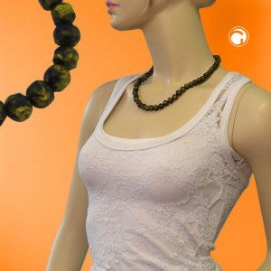 Collier Halskette Barockperlen oliv-grün 50cm