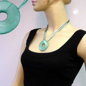 Collier Halskette Scheibe 53 seide-grün 50cm