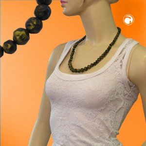 Collier Halskette Barockperlen grün-oliv 60cm