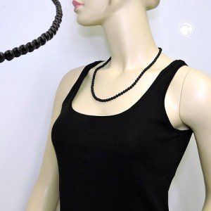Collier Halskette Perle 6mm schwarz-glänzend 55cm