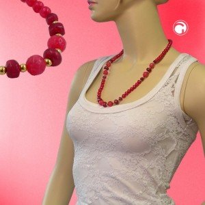 Collier Halskette Perle himbeer-matt 60cm