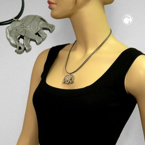 Collier Halskette Elefant grau-seide 50cm