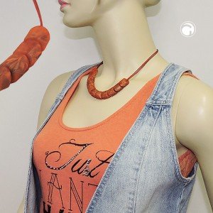 Halskette Schrägperle rostbraun Kordel 45cm