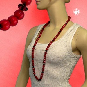 Collier Halskette Perle rot-seide Facettenrad 100cm