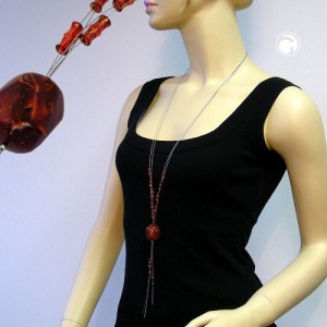 Collier Halskette Walze rostbraun-flitter Draht 100cm