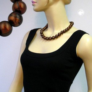 Collier Halskette Perlen 16mm dunkelbraun-seide 50cm