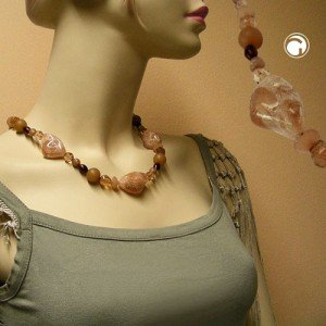 Collier Halskette Chrash-Nugget topas-braun 55cm