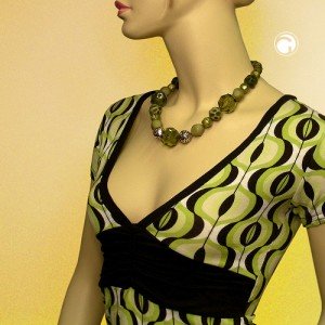 Collier Halskette Schliffperle grüntöne 50cm