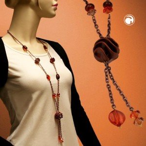 Collier Halskette Spirale kupferbraun Ankerkette 90cm