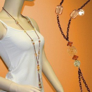 Halskette Ankerkette braun-kristall 90cm