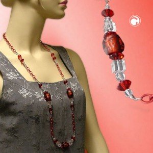 Collier Halskette Steinperle mit AnkerCollier Halskette rot 90cm