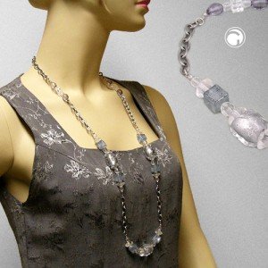 Collier Halskette Steinperle mit AnkerCollier Halskette grau 95cm