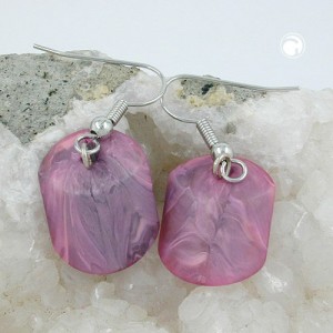 Ohrhaken Schrägperle rosa-marmoriert