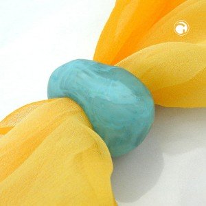 Tuchperle oval türkis-marmoriert