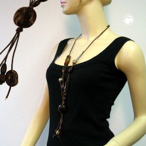 Collier Halskette Nugget dunkelbraun-marmoriert 100cm