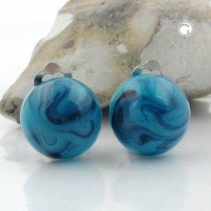 Ohrring 18mm türkis-blau-marmoriert