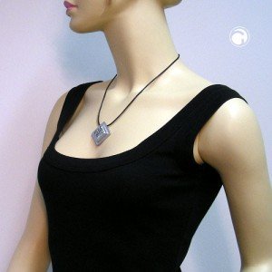 Collier Halskette Viereck Zebra schwarz-silber 50cm