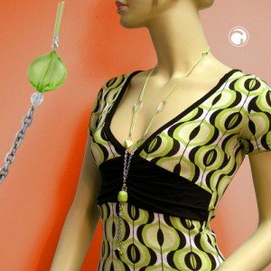 Collier Halskette mint-kristall-hellgrau 90cm