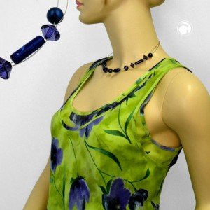 Collier Halskette lapiz-blau stahlblau Draht 42cm