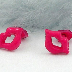 Ohrstecker Mund pink Vollplastik