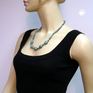 Collier Halskette Krokoperle und Olive patina 55cm