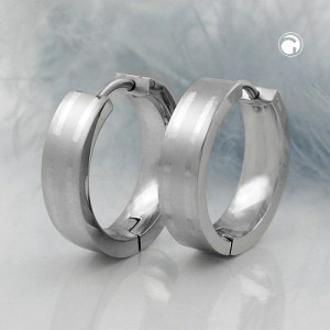 Creolen Ohrringe 19x5mm matt/glänzend Edelstahl