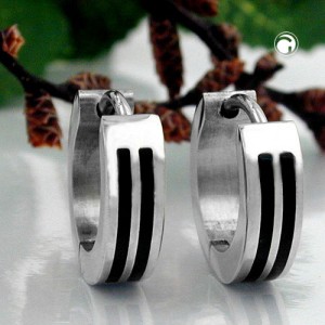 Creolen Ohrringe 12mm mit Streifen Edelstahl