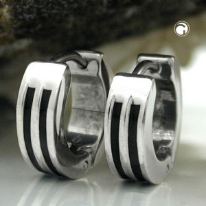 Creolen Ohrringe 12mm mit Streifen Edelstahl