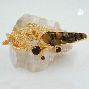 Brosche tigerbraun Goldfarbig