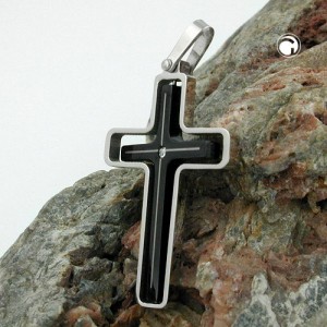 Anhänger Kreuz mit Zirkonia Edelstahl